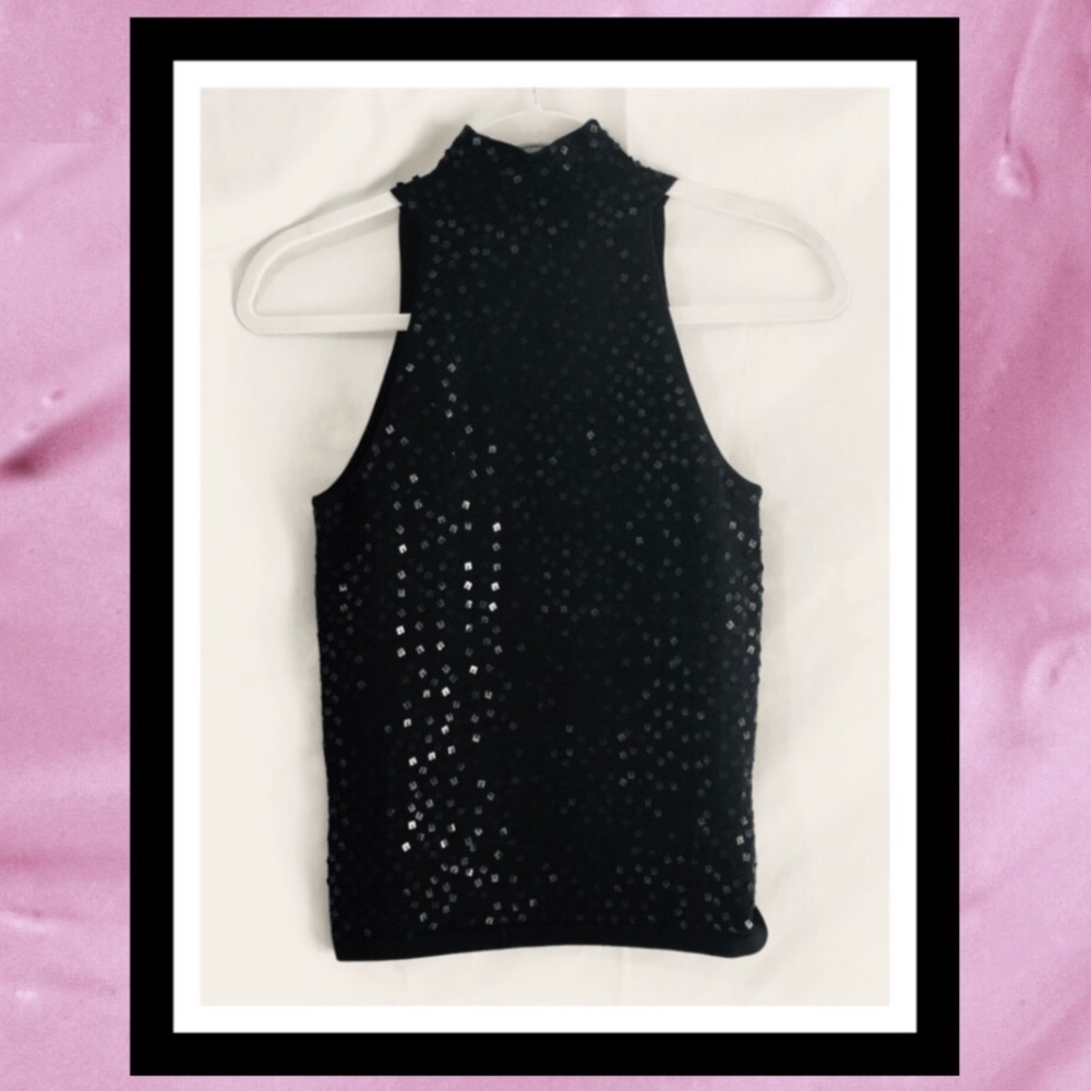 ❄️❄️WHBM - Black sequined sleeveless top size S